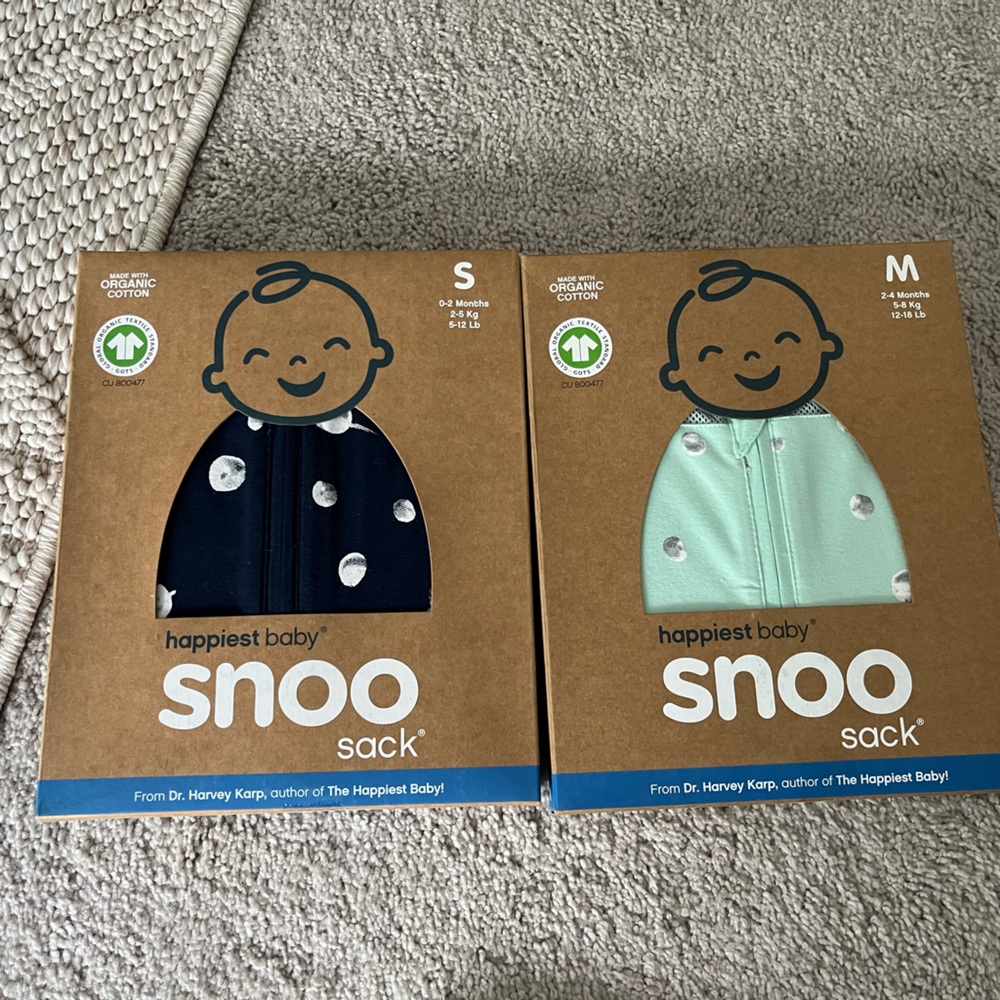 Snoo sleep sacks in small and medium. Brand new moon print sacks.